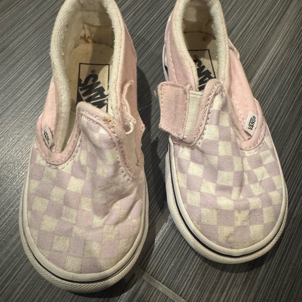 Vans Kids Pink Checkered Shoes Girls Size 6.5